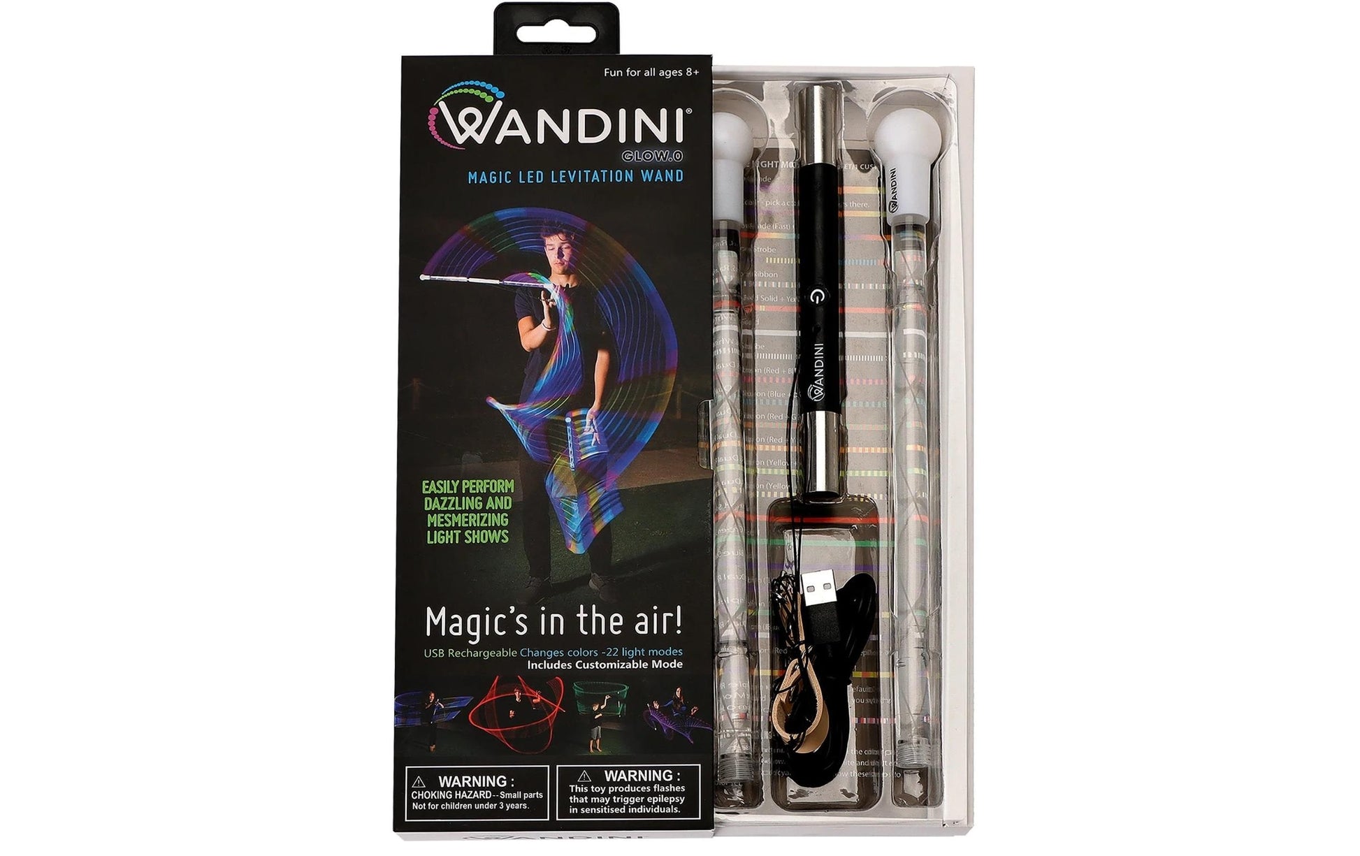 Wandini Glow.0 LED Leuchtstab – ab 8 Jahren – schwarz/weiss