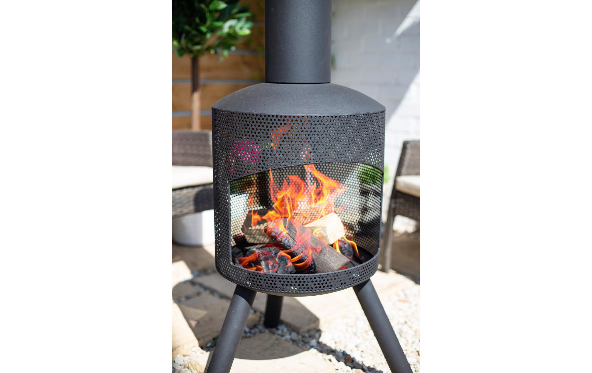 La Hacienda Santana Feuerschale – Ø 58 × 115 cm – Stahl, schwarz