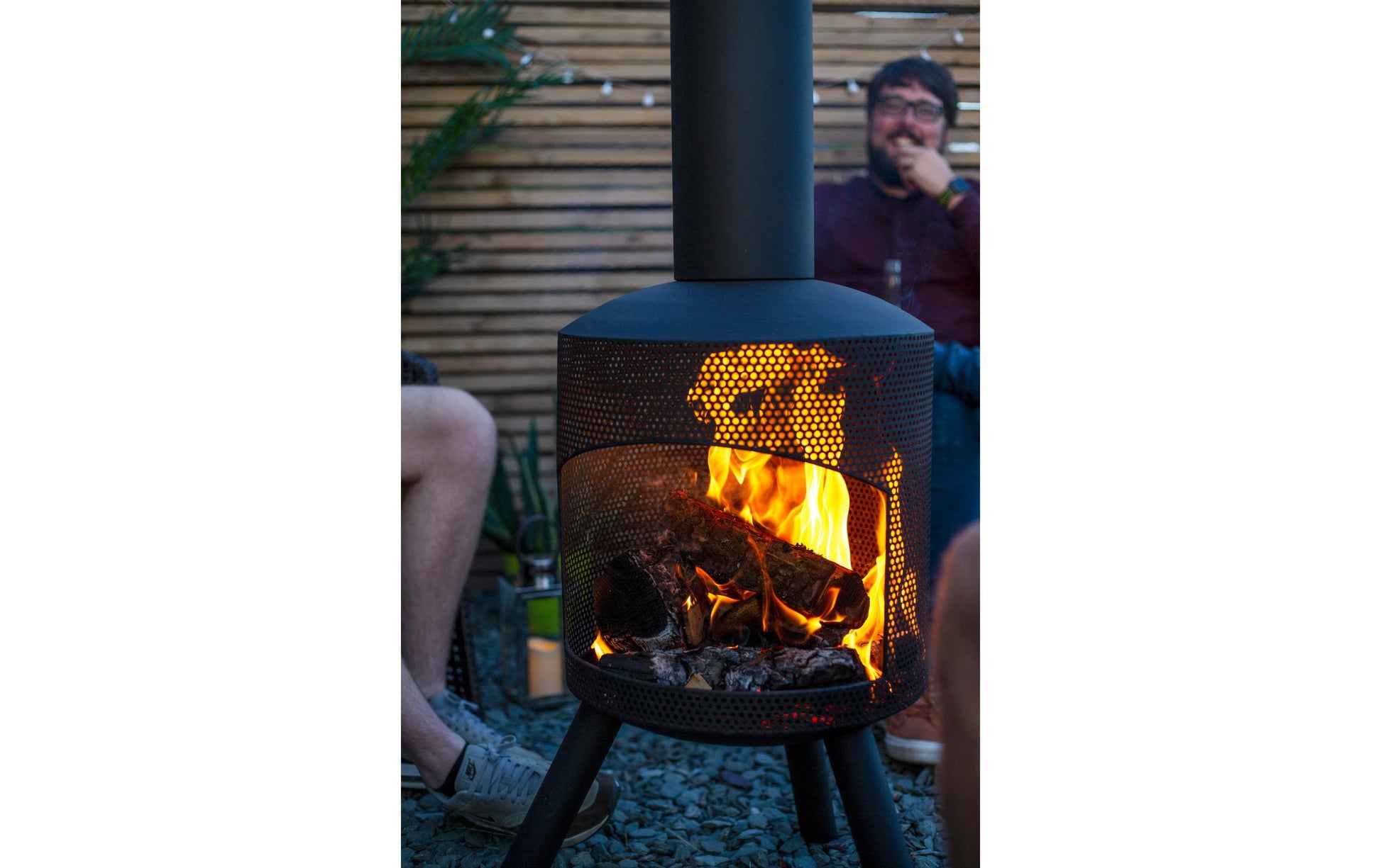 La Hacienda Santana Feuerschale – Ø 58 × 115 cm – Stahl, schwarz