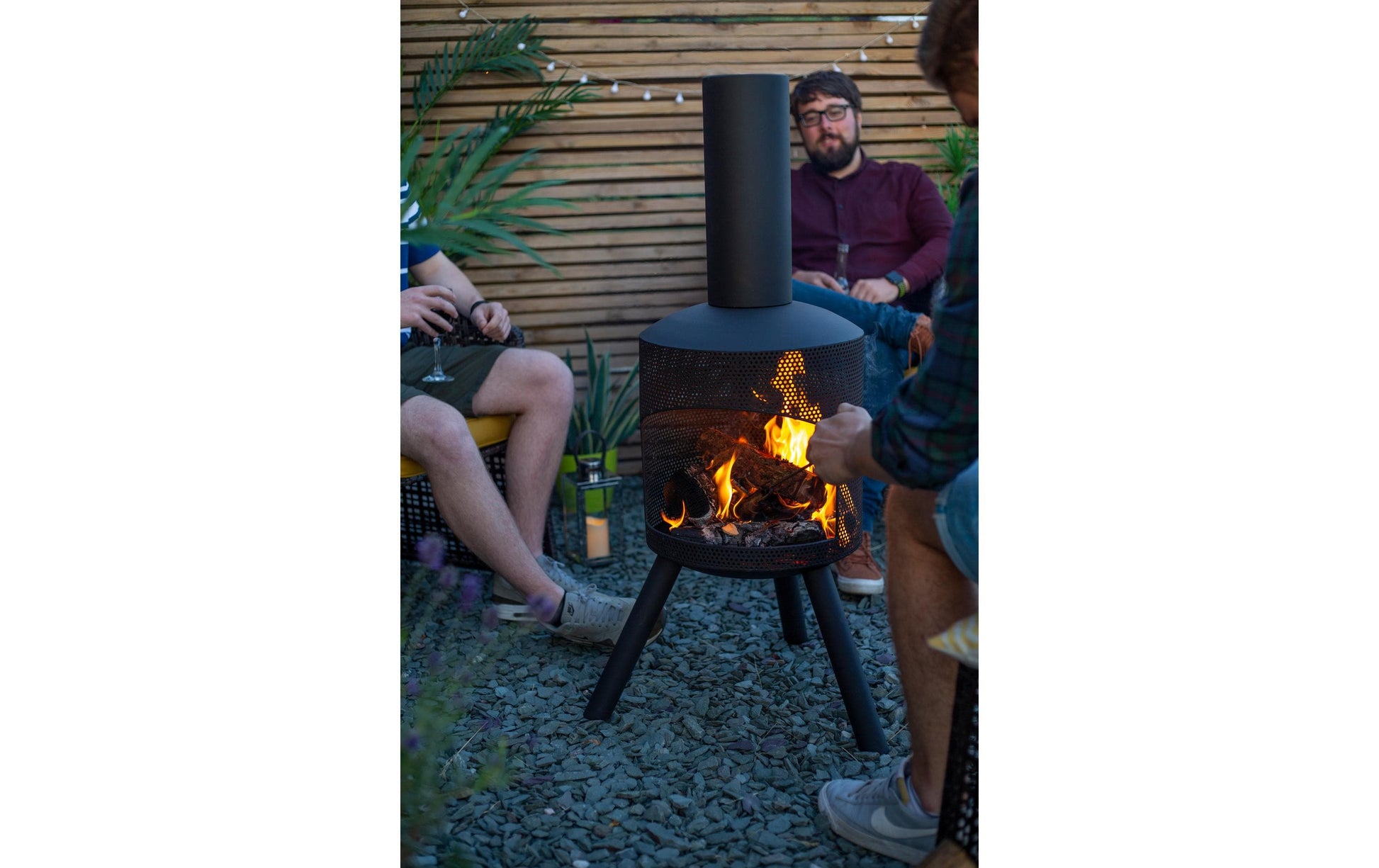 La Hacienda Santana Feuerschale – Ø 58 × 115 cm – Stahl, schwarz