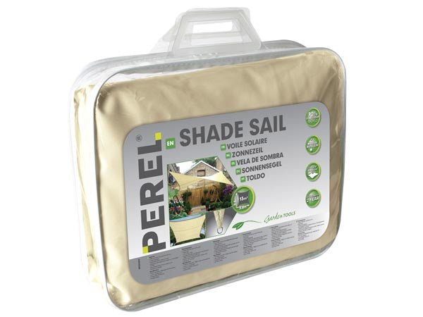Perel Sonnensegel – 3,6 × 3,6 m – Polyester, beige, wasserabweisend