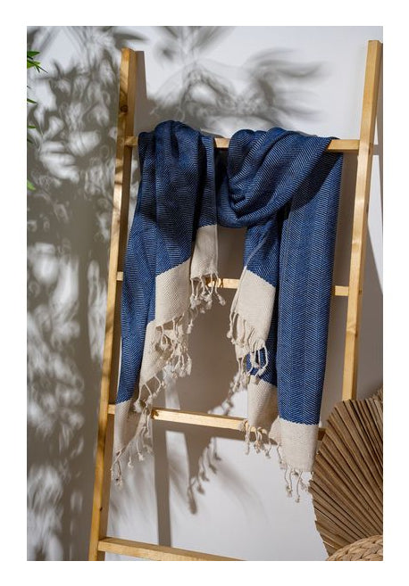 Foutastic Strandtuch Baliksirti – 90 × 180 cm, Dunkelblau, 90% Baumwolle/10% Polyester