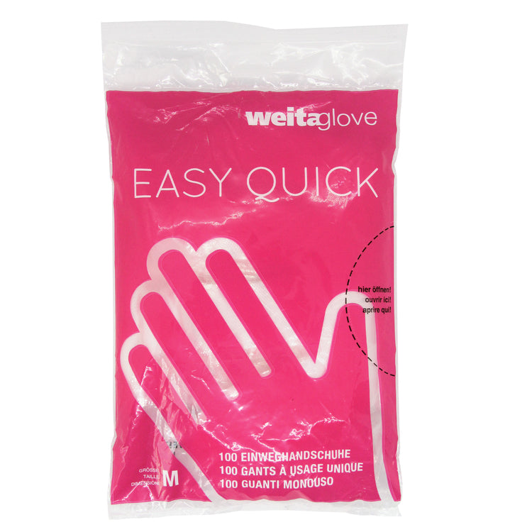Weitaglove Einweghandschuhe Polyethylen (LDPE), Easy Quick – Damen, 100 Stück – Transparent