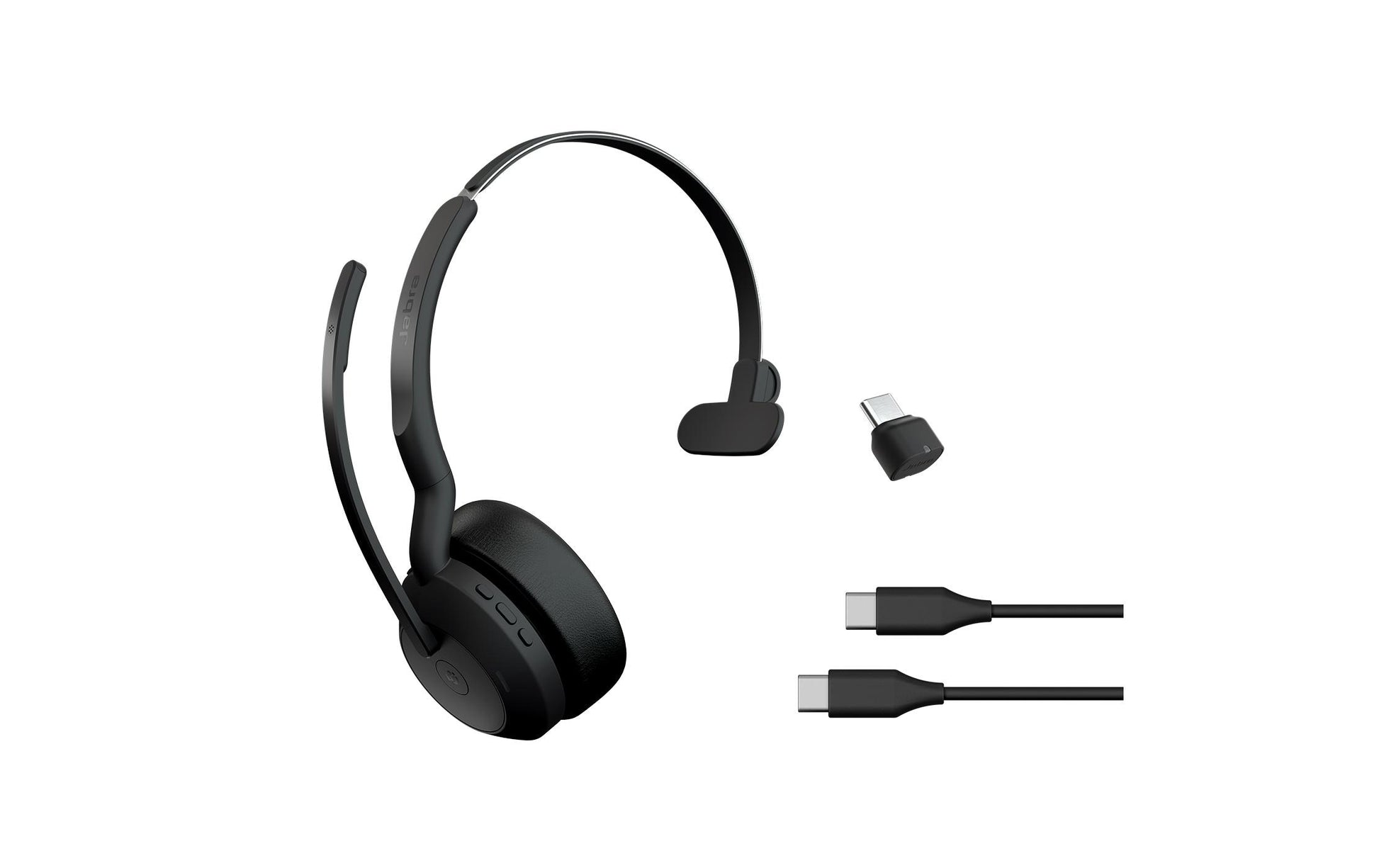 Jabra Evolve2 55 Office-Headset – On-Ear, Mono, BT, ANC, MS Teams zertifiziert, mit USB-C-Dongle