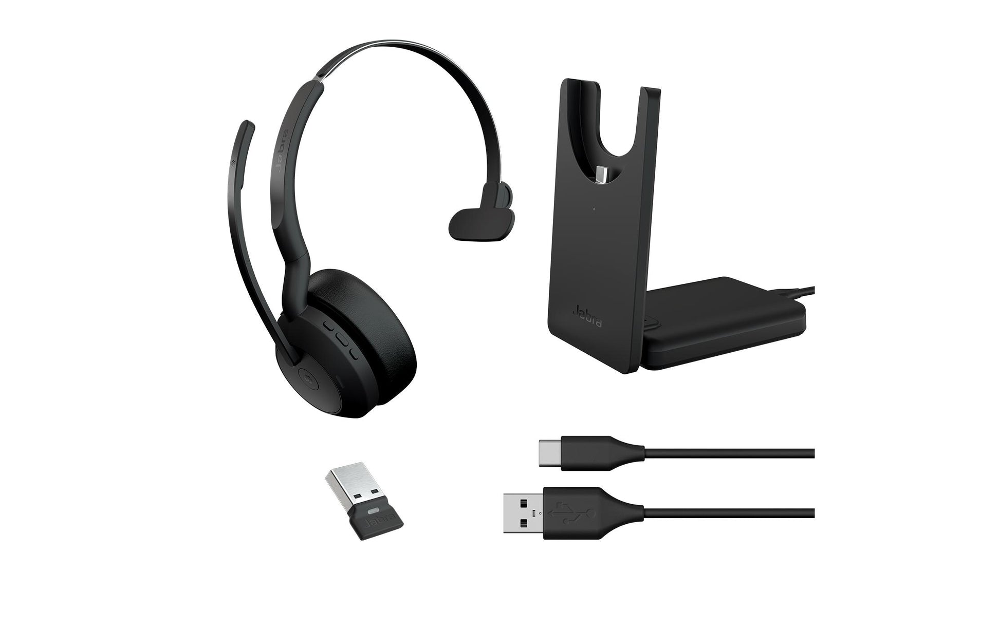 Jabra Evolve2 55 Link380a – Mono Headset – Bluetooth, ANC – Schwarz, für Microsoft Teams, bis 16 h Sprechzeit