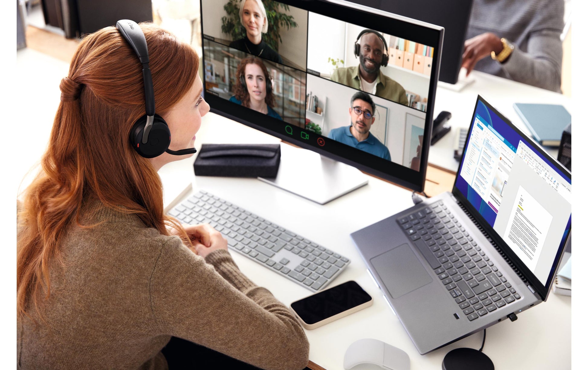 Jabra Evolve2 65 Flex Office-Headset – On-Ear, Stereo, Kabel + BT, ANC, UC-optimiert, Schwarz