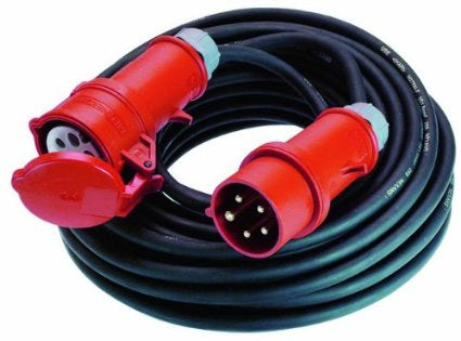 Bachmann Verlängerungskabel – CEE 16A (rot)–CEE 16A (rot), 10 m, IP44, aussen, 5×1,5 mm², schwarz