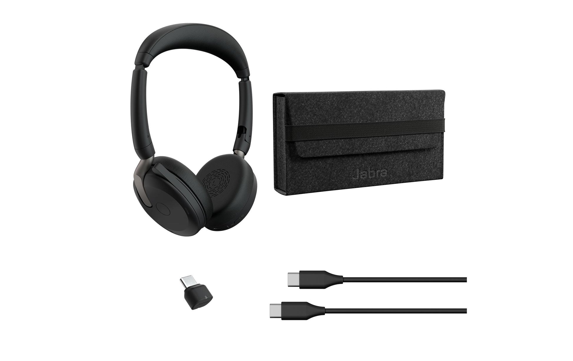 Jabra Evolve2 65 Flex Office-Headset – On-Ear, Stereo, Kabel + BT, ANC, UC-optimiert, Schwarz
