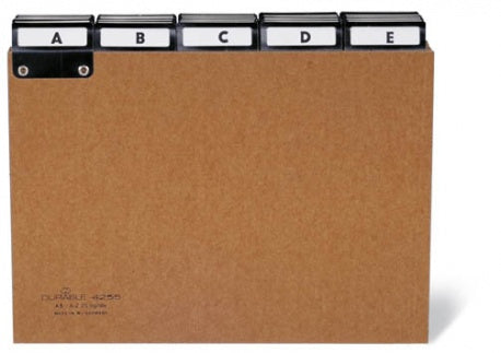 Durable Register A4 hoch – alphabetisch A–Z, 25 Taben, brauner Karton, Fenstertaben (angenietet)