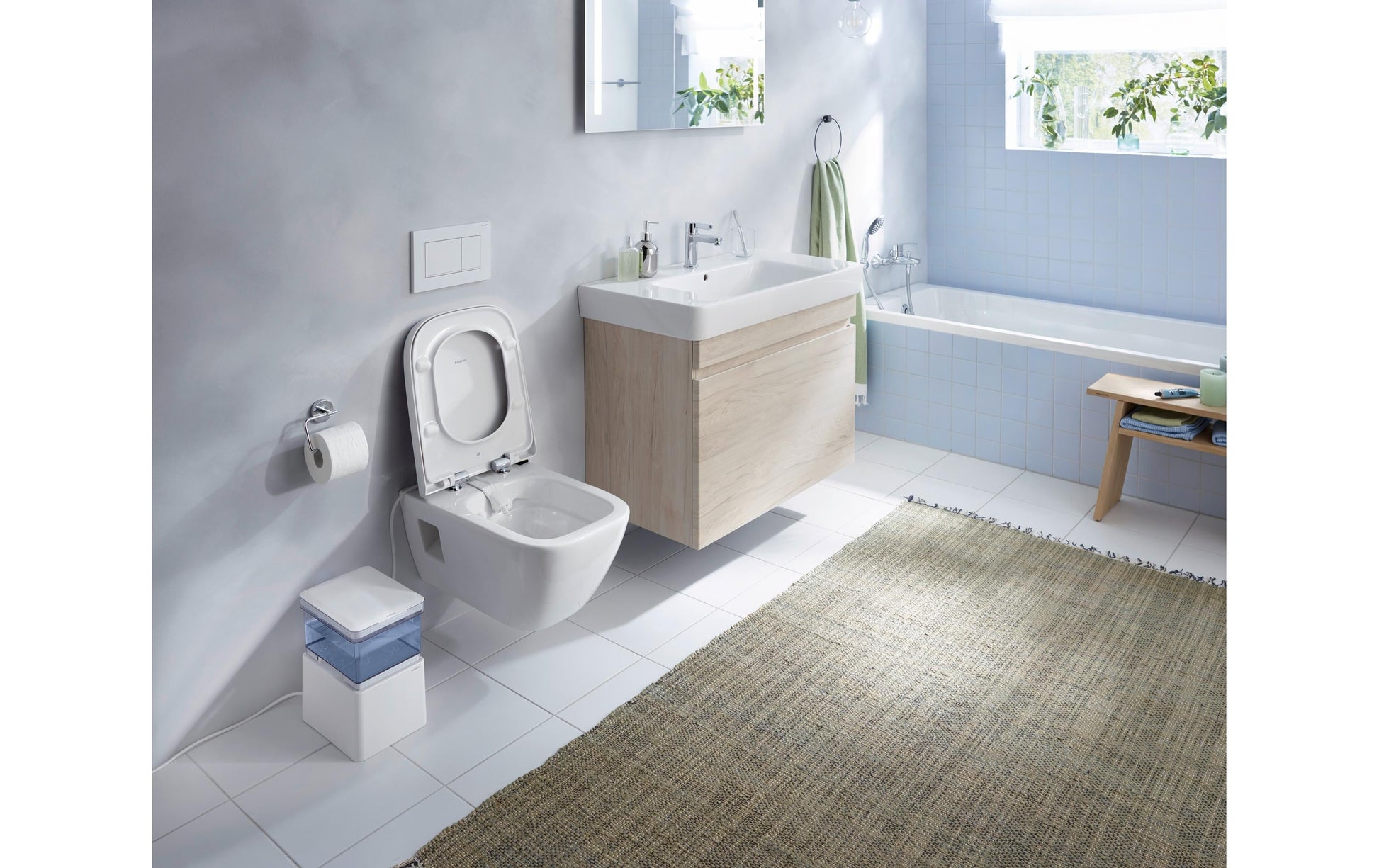 Geberit AquaClean Cama – Dusch-WC – Kunststoff, Weiss, bodenstehend, Temperaturbegrenzer, 26 × 18 × 30 cm