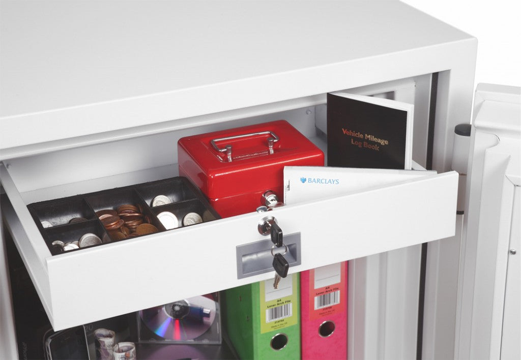 Phoenix Safe Co. Phoenix Tresor FS0442E – Elektronikschloss – 84 l – Feuerschutz 90 min – Bodenmontage – Weiss