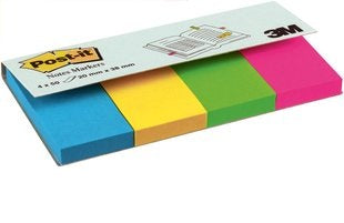 Post-it Markierstreifen/Index – 20 × 38 mm – Mehrfarbig, 4er-Pack, je 50 Blatt