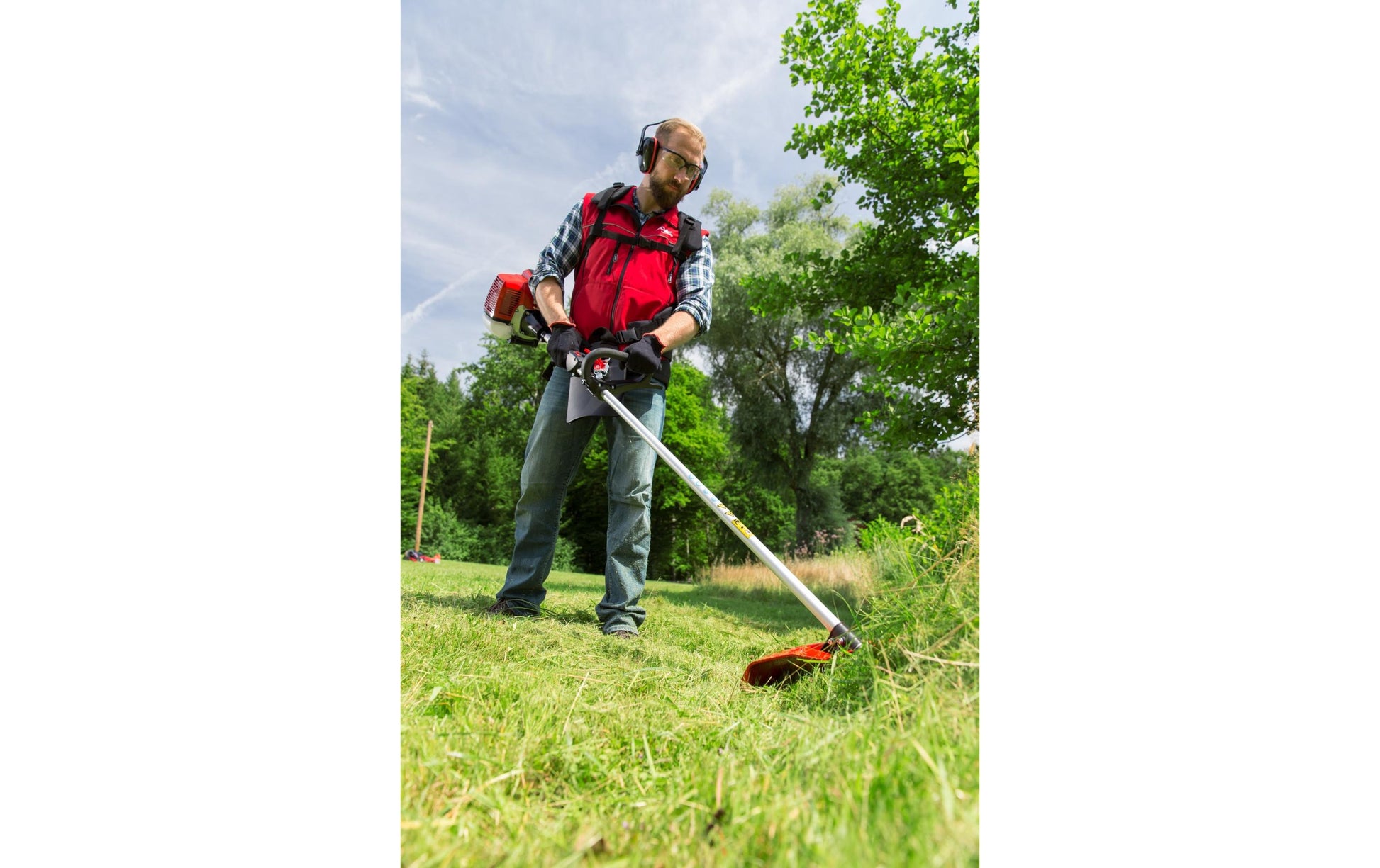 AL-KO Benzin Motorsense 140 L – Rasentrimmer 41 cm, U-Griff, Klinge & Nylonschnur, Rot