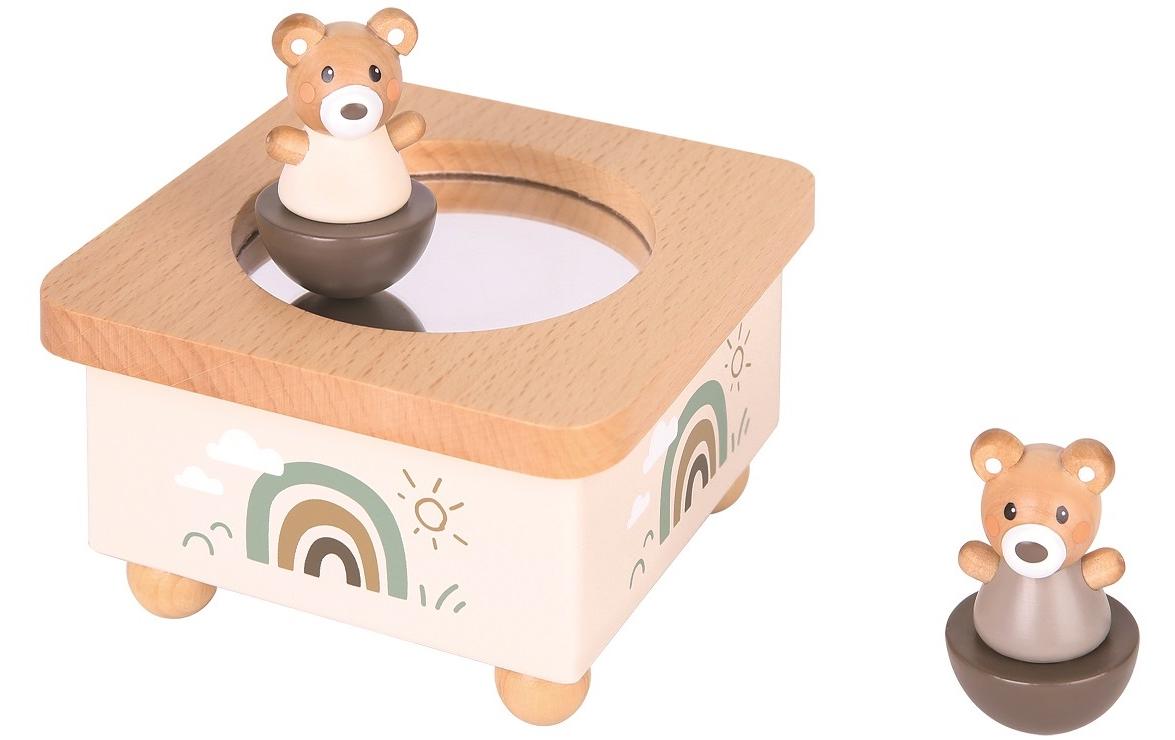 Spielba Holzspielwaren Musikdose Bär – 7,3 cm – FSC-Holz, beige