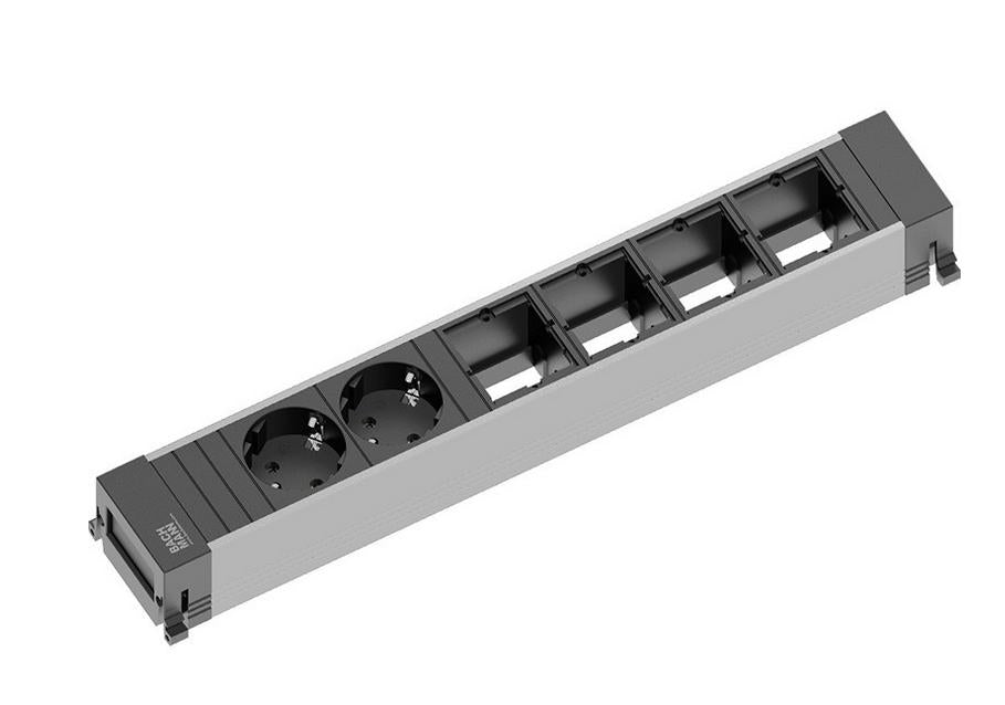 Bachmann Power Frame Einbausteckdosenleiste, 2×Schuko (CEE7/3), Einbau, 0,1 m – Schwarz