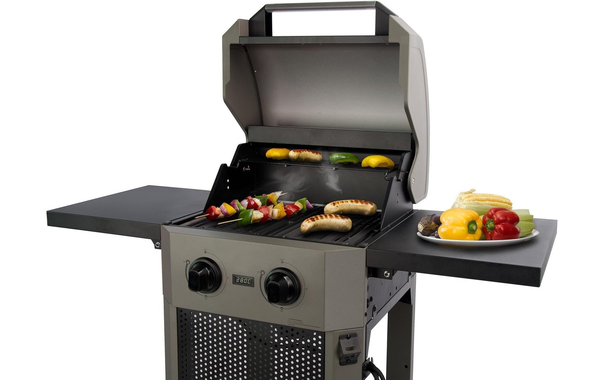Buschbeck Elektrogrill Grenada – 2 Brenner, Grillfläche 48×42 cm, 2400 W – Schwarz/Grau