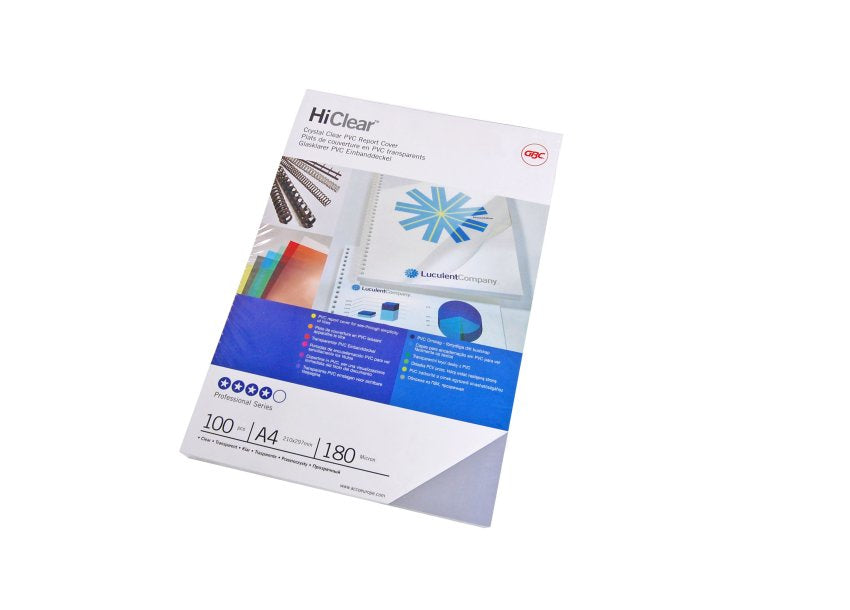 GBC HiClear Einbandfolie – A4 – 240 µm, glänzend, PVC, transparent – 100 Stk.