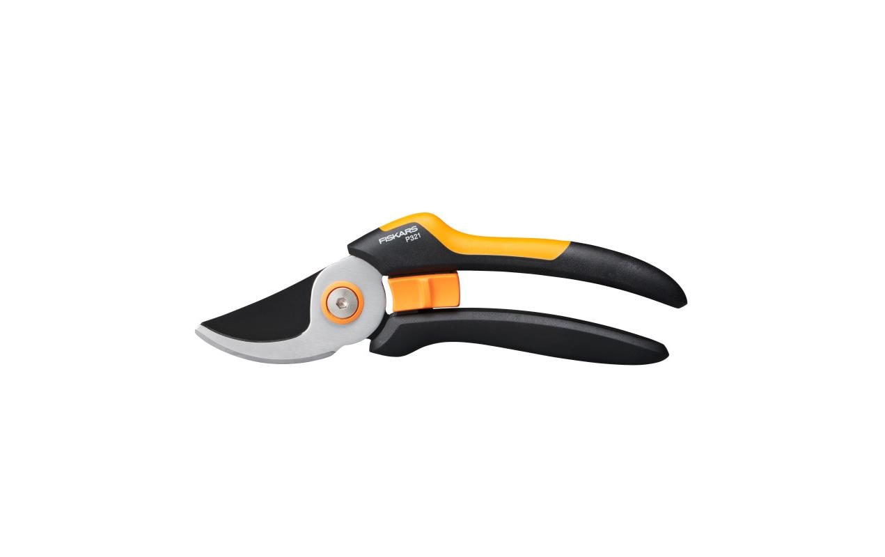 Fiskars Solid M P321 – Gartenschere Schnittbreite 20 mm, Kunststoffgriff, Bypass, Schwarz, Orange
