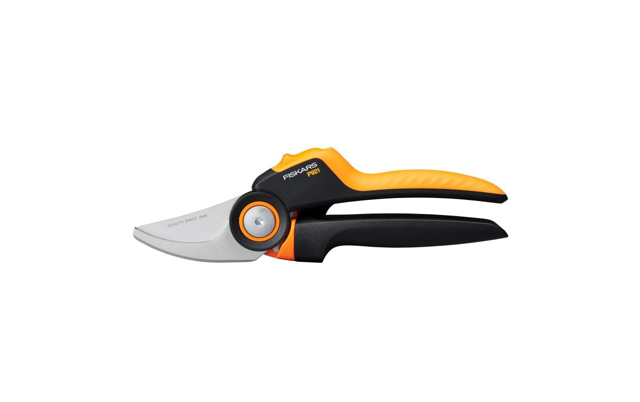 Fiskars M P921 – Bypass Gartenschere 24 mm, Edelstahl, weicher Griff, schwarz, orange