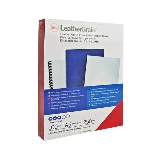 GBC LeatherGrain Umschlagdeckel – A4 – 250 g/m², Lederstruktur, matt, Karton, weiss – 25 Stk.