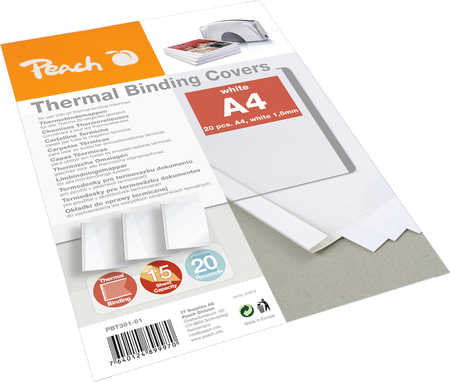 Peach Thermobindemappe – A4 – Rücken 1,5 mm – bis 15 Blatt, weiss – 20 Stk.