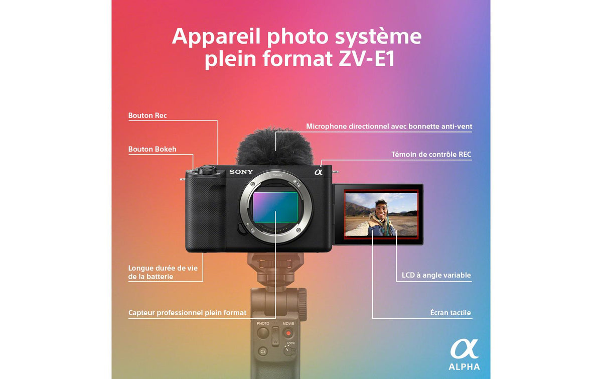 Sony Alpha ZV-E1 Gehäuse – Vollformat, 12,1 MP, 4K, Schwarz