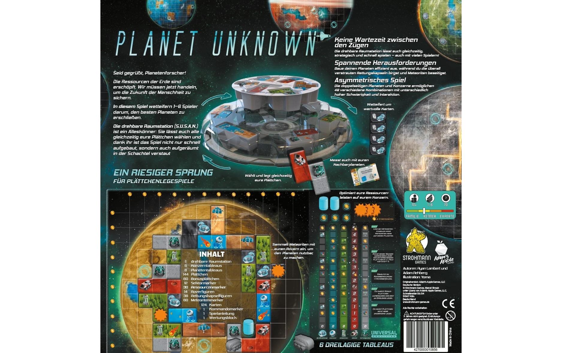 Strohmann games Planet Unknown – Strategiespiel, 1–6 Spieler, ab 10 Jahren, 70 Min., DE