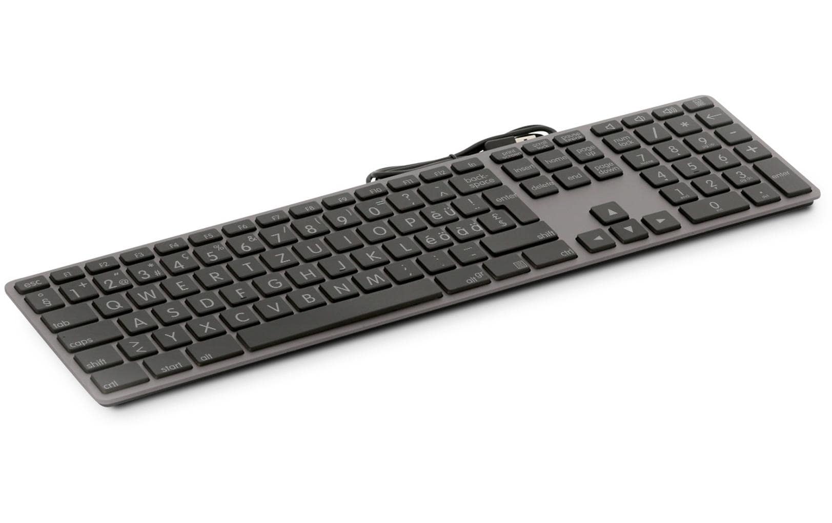 LMP Tastatur, kabelgebunden (USB-A), CH-Layout (DE-CH), Fullsize (mit Ziffernblock), grau – für Windows-PCs