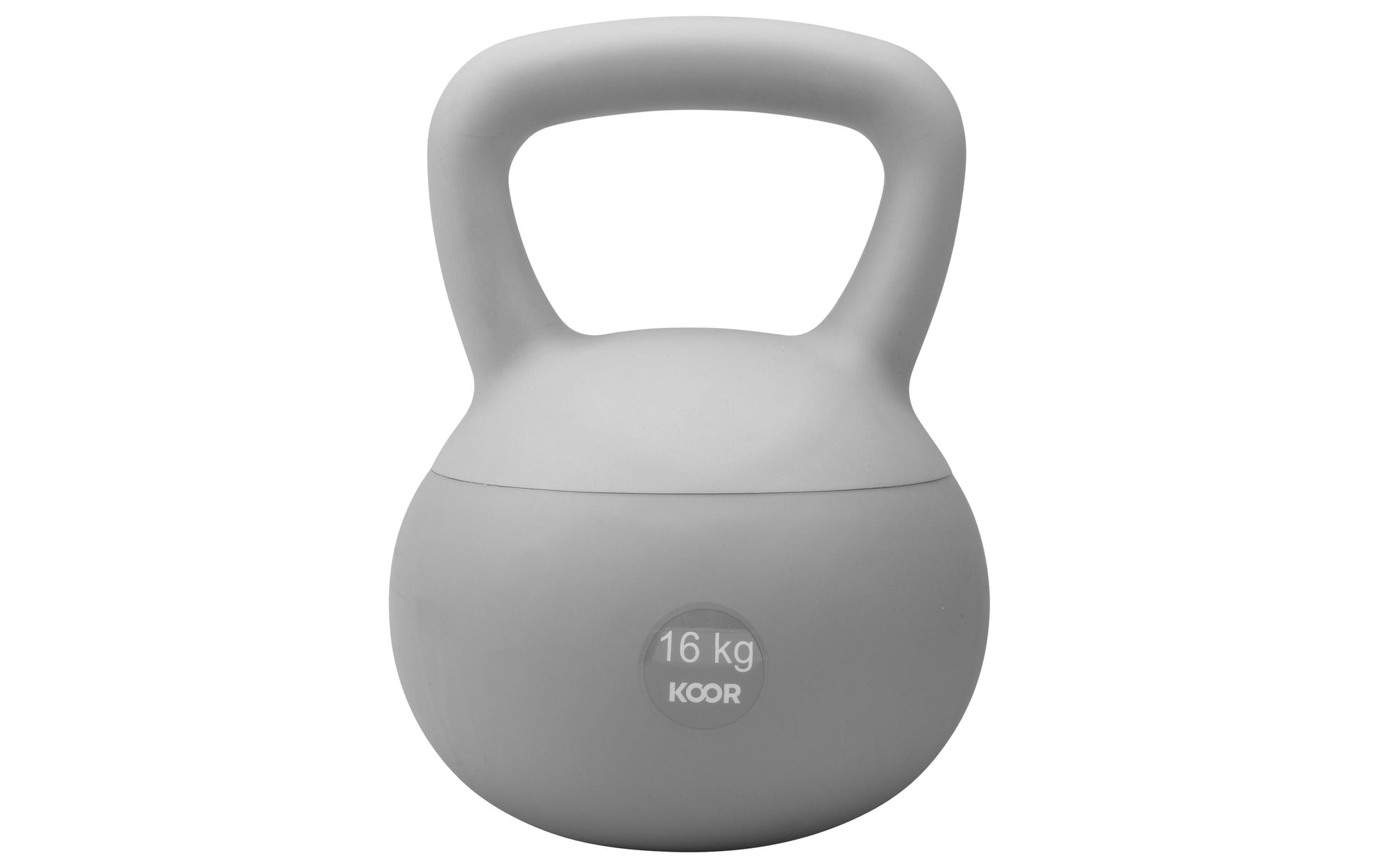 KOOR Kugelhantel – 16 kg, Ø 21,5 cm Sockel, H 31 cm – 1 Stück – PVC, Sand – Grau