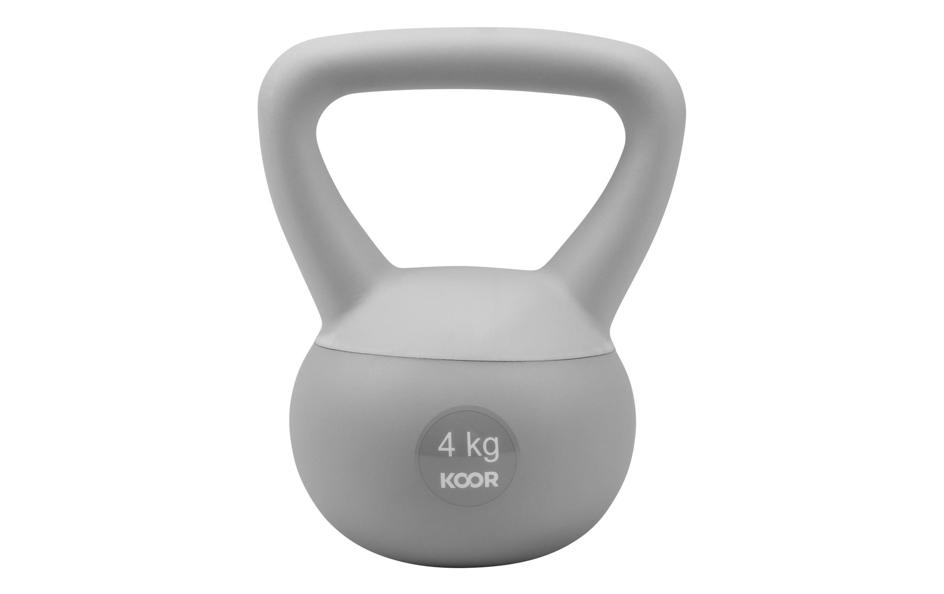 KOOR Paalla Soft – Kettlebell F00941, 4 kg, 19,5 × 15 × 25 cm – Grau, Sand/PVC