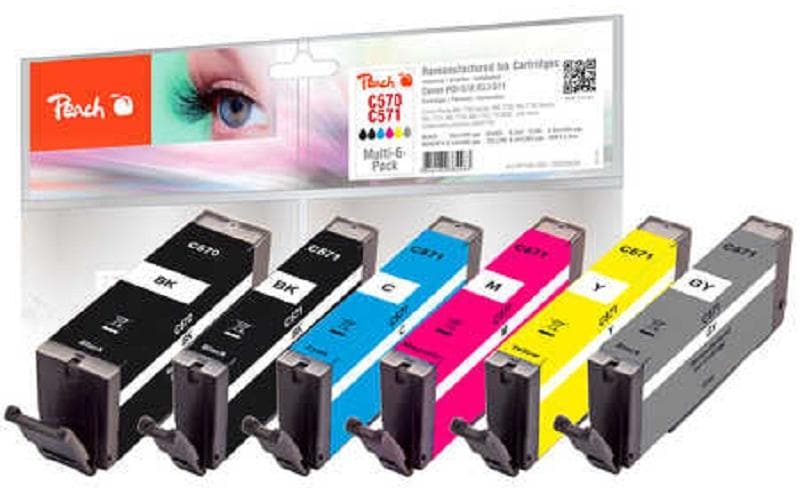 Peach PGI-570/CLI-571 Tintenpatronen-Multipack, 6er-Set (Kompatibel) – für Canon Pixma MG 6850/7750, TS 5050
