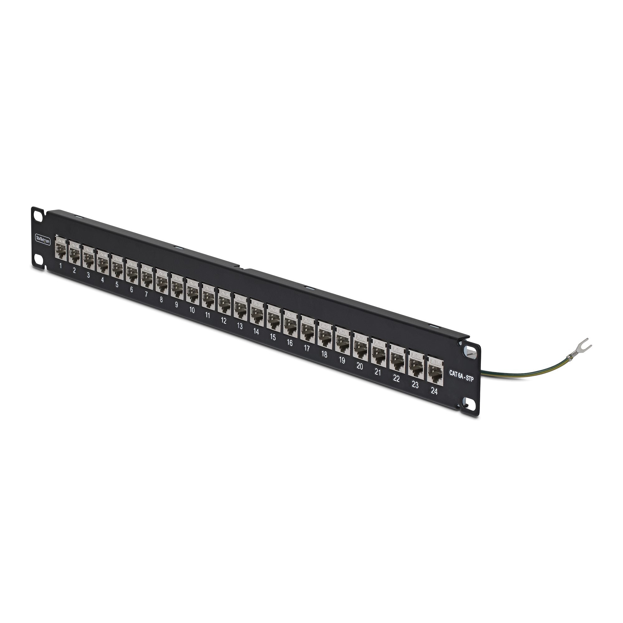 StarTech.com C6APANELSTP241UFT – Patchpanel – 24× RJ-45, Cat6a, 10GBase-T, 19", 1U, Schwarz
