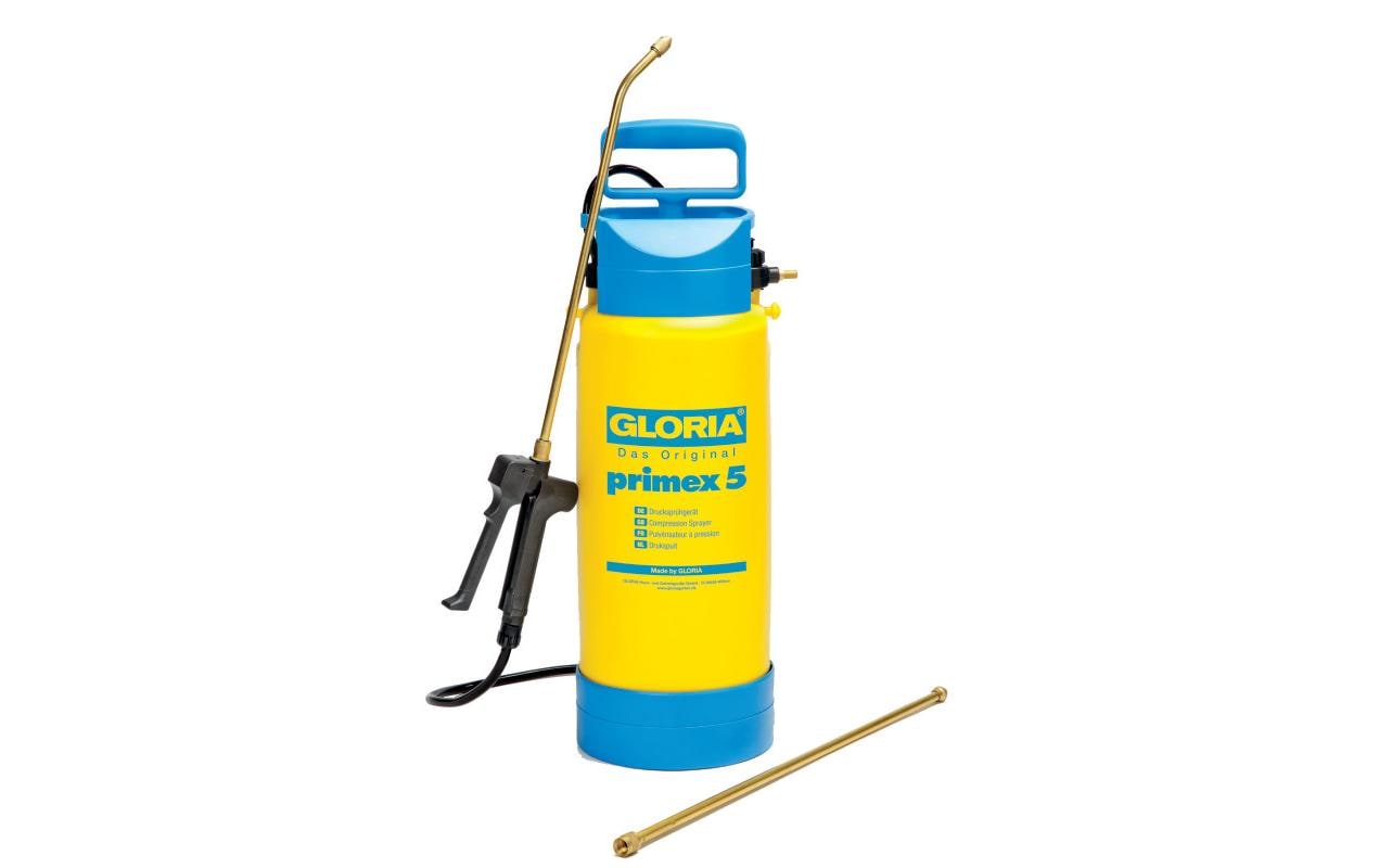 GLORIA Drucksprüher Primex 5 – 5 l, Kunststoff, Gelb/Hellblau