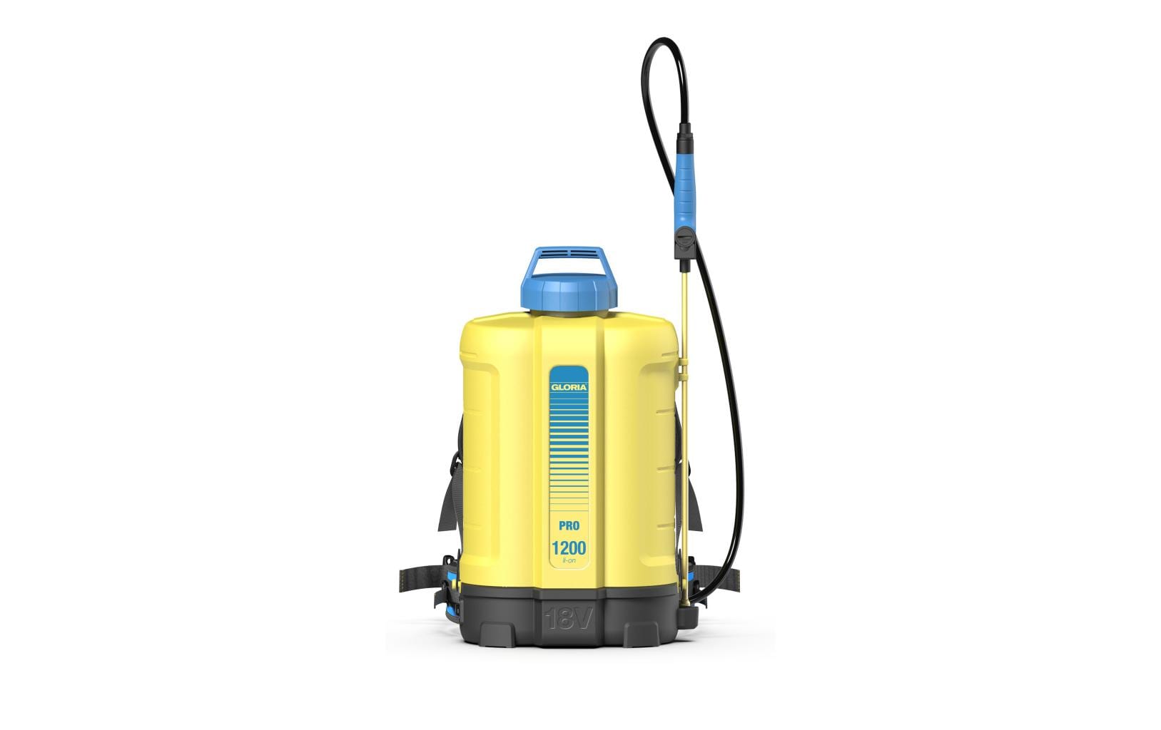 GLORIA Drucksprüher PRO 1200 LI-ON – 12 l – gelb/hellblau – Kunststoff