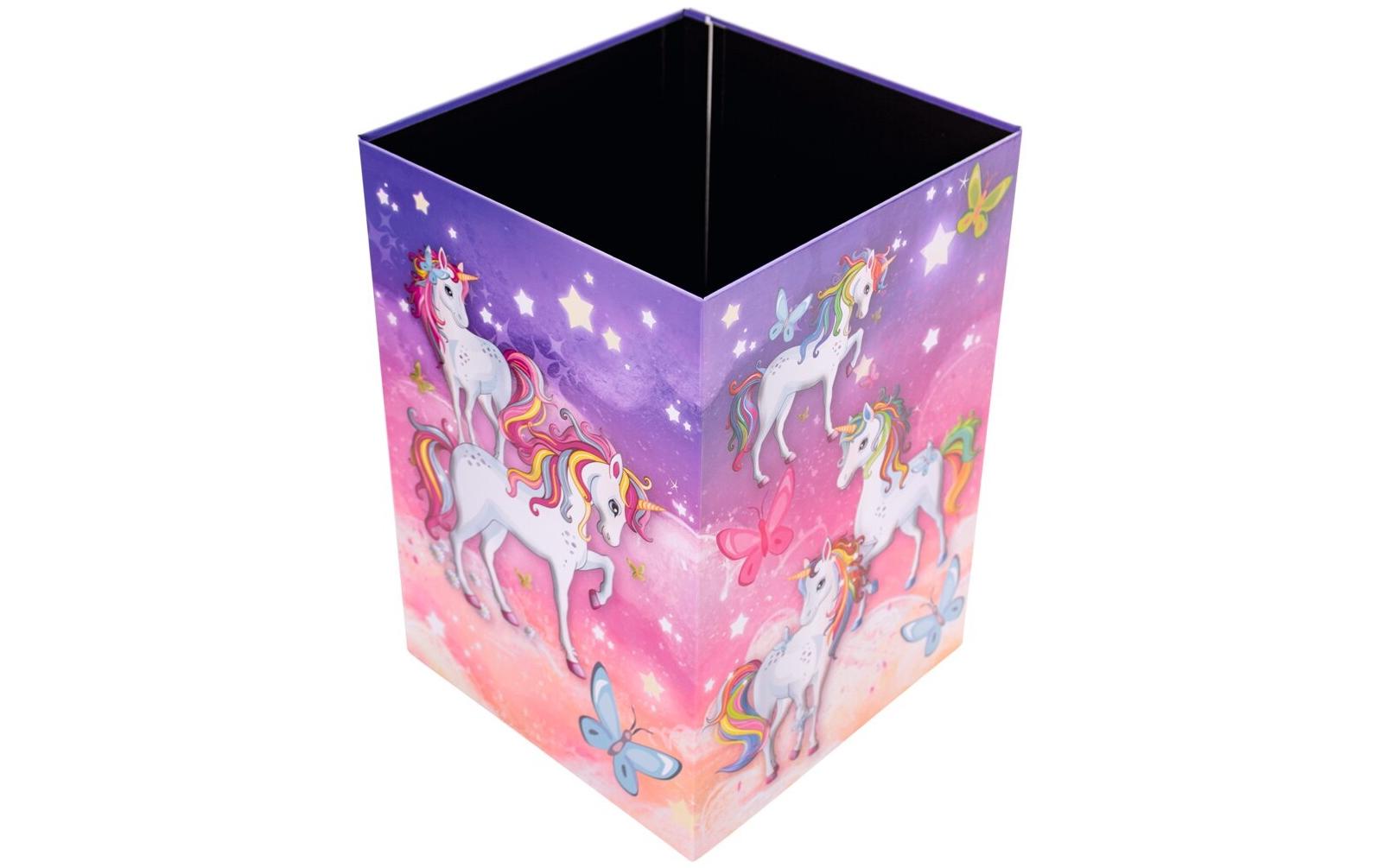 HERMA Papierkorb Einhorn – 15 l – Karton, mehrfarbig – B × H × T 220 × 315 × 220 mm