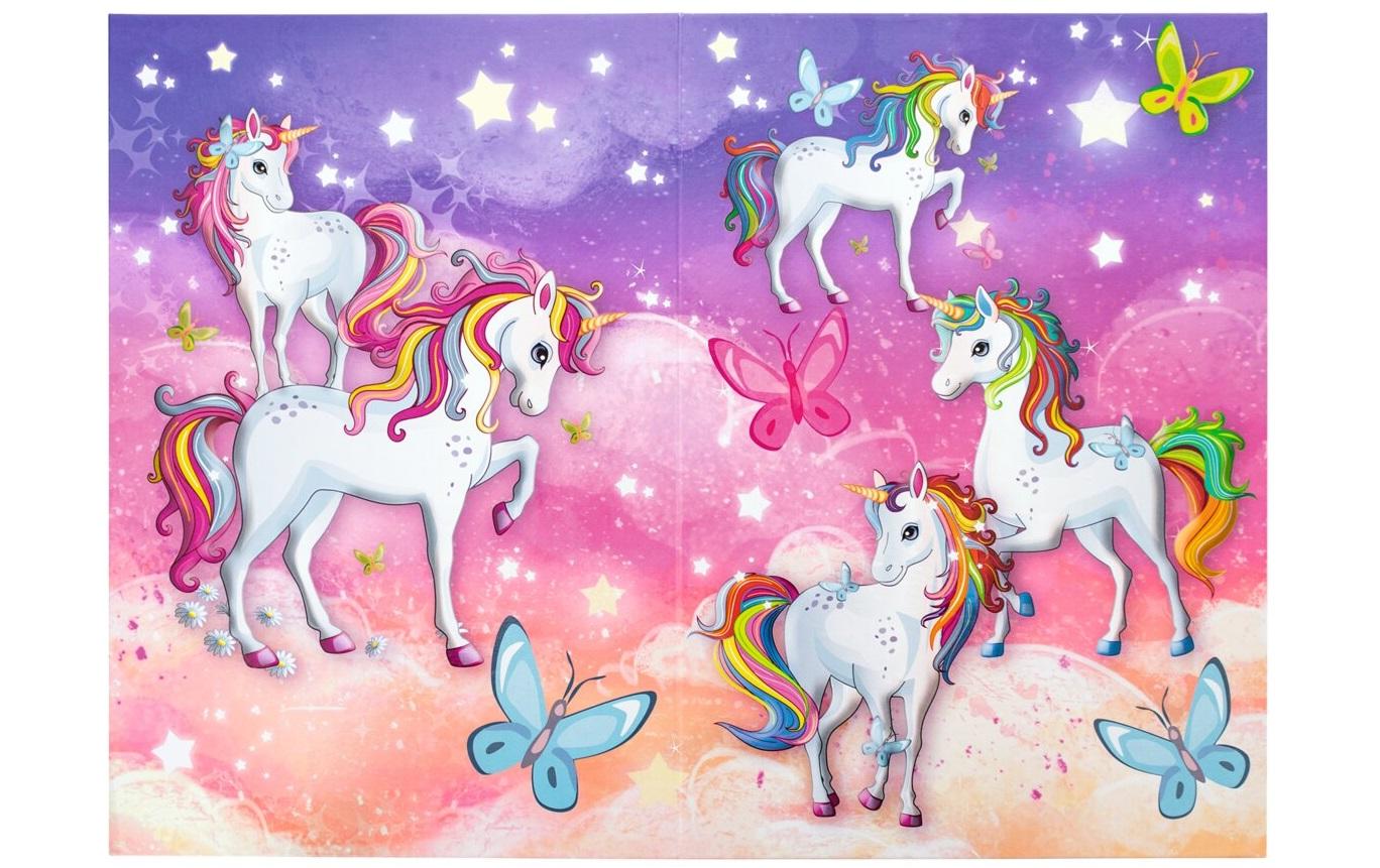 HERMA Papierkorb Einhorn – 15 l – Karton, mehrfarbig – B × H × T 220 × 315 × 220 mm