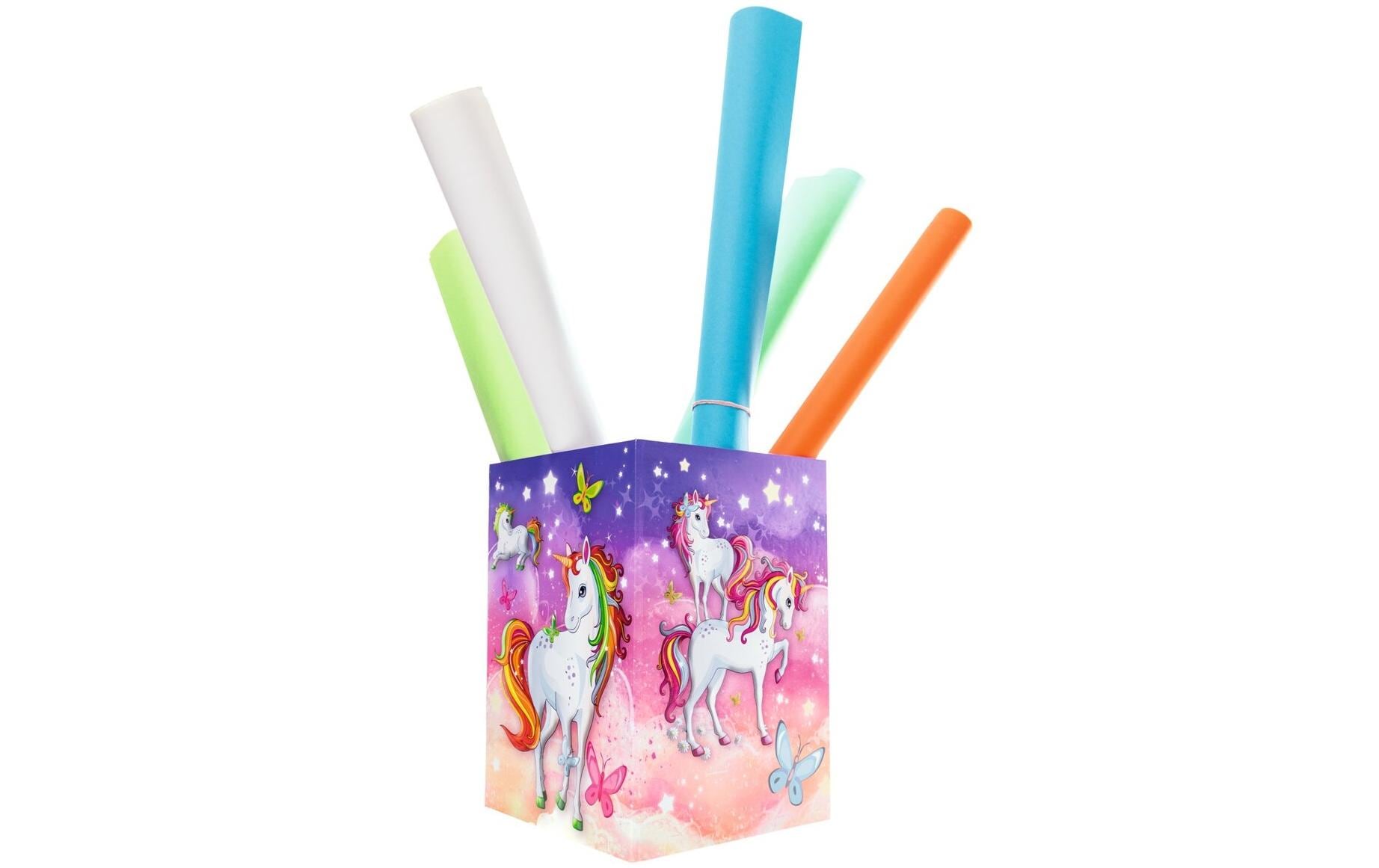 HERMA Papierkorb Einhorn – 15 l – Karton, mehrfarbig – B × H × T 220 × 315 × 220 mm