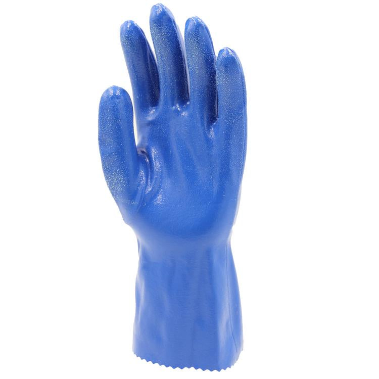 Weitaglove Arbeitshandschuhe Dino – M, 10 Paar – Nitril mit Baumwollfutter, Blau, 30 cm, Schnittfest