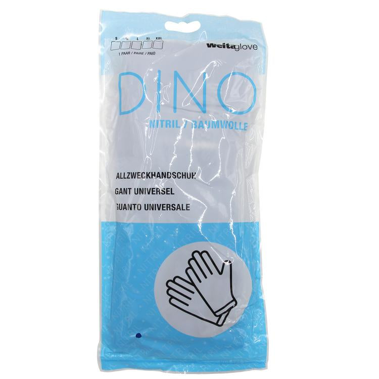 Weitaglove Arbeitshandschuhe Dino – M, 10 Paar – Nitril mit Baumwollfutter, Blau, 30 cm, Schnittfest