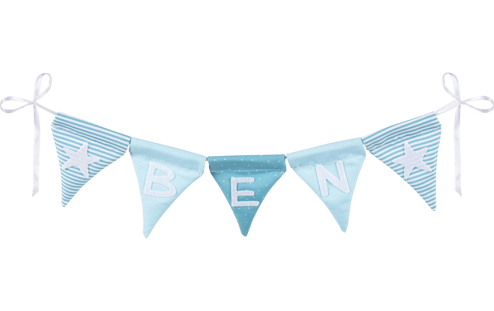Goki Buchstabenwimpelkette – 1,5 m – Wimpel 7,5 × 10 cm – Stoff, blau