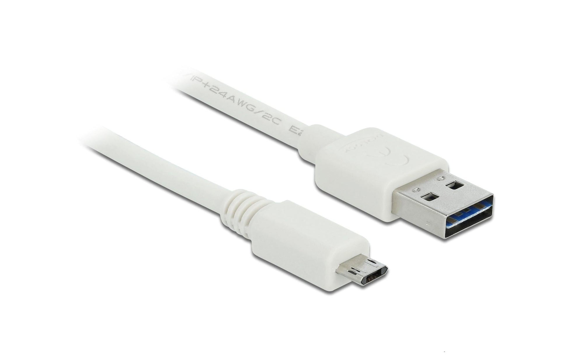 DeLOCK USB-A auf Micro-USB-B Kabel – USB 2.0 (480 Mbit/s) – 0,5 m – Goldkontakte – Weiss