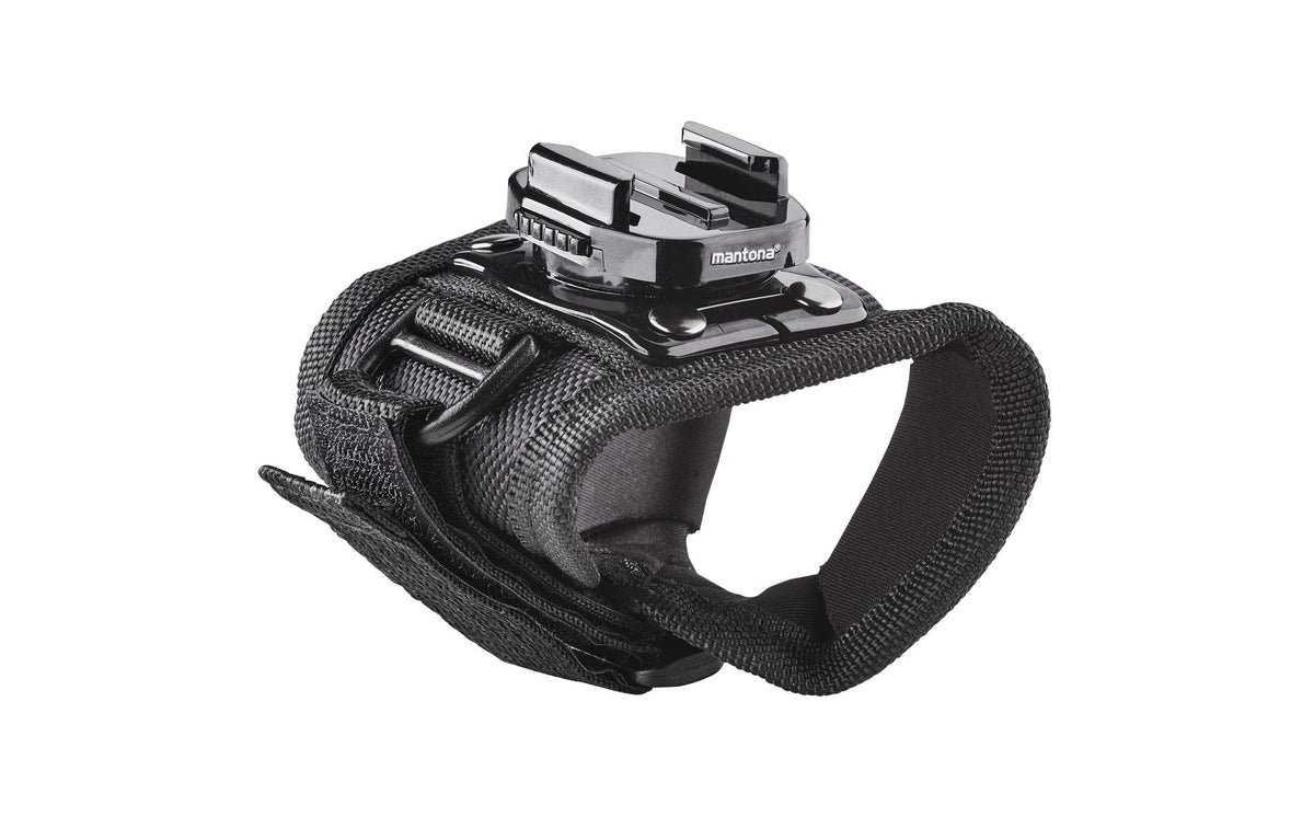 Mantona Handschuh – 360° Schnellspann-Halterung – für GoPro – Schwarz