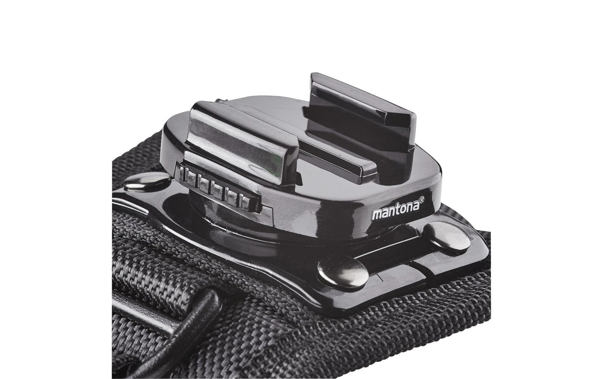 Mantona Handschuh – 360° Schnellspann-Halterung – für GoPro – Schwarz