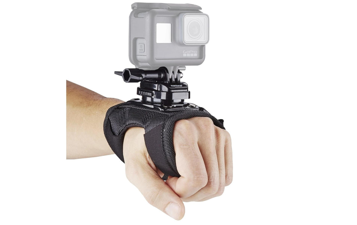 Mantona Handschuh – 360° Schnellspann-Halterung – für GoPro – Schwarz