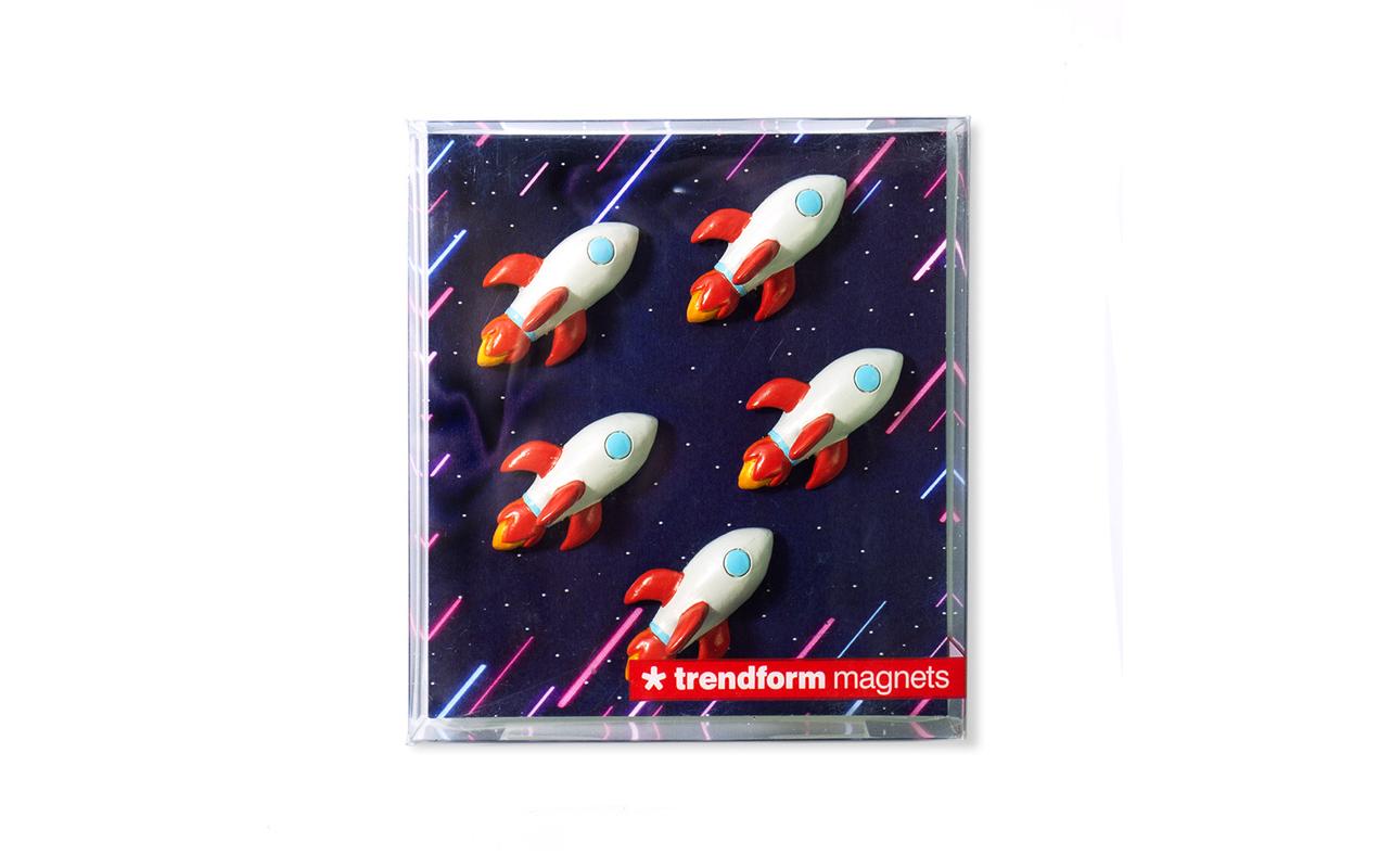 Trendform Tafelmagnete ROCKET – 20 × 35 × 13 mm – 5 Stück, Kunstharz, mehrfarbig