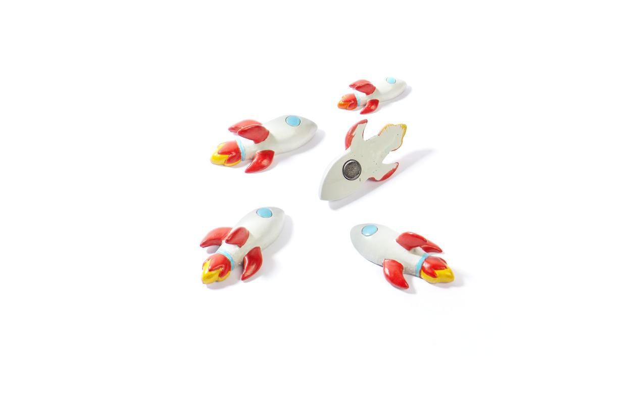 Trendform Tafelmagnete ROCKET – 20 × 35 × 13 mm – 5 Stück, Kunstharz, mehrfarbig