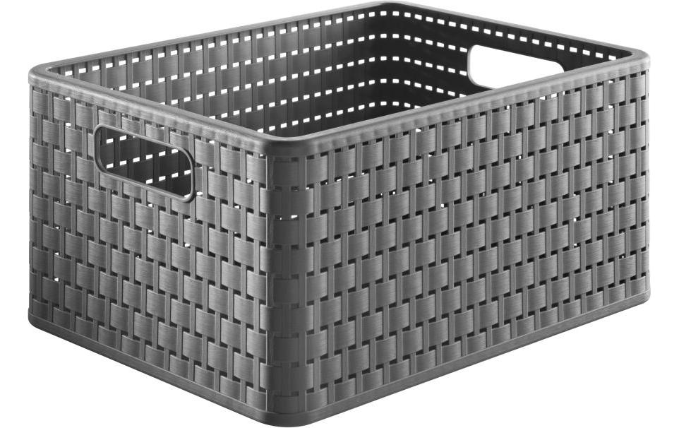Rotho Country Aufbewahrungskorb 18 l (ohne Deckel) – Kunststoff – grau – für A4 – 278 × 191 × 368 mm