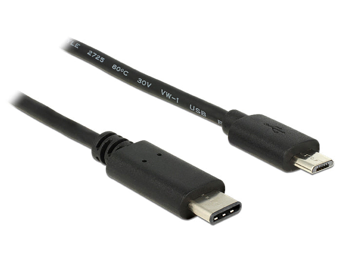 DeLOCK USB-C auf Micro-USB B Kabel – USB 2.0 (480 Mbit/s) – 1 m – Schwarz