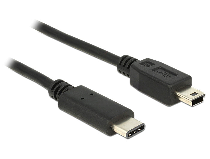 DeLOCK USB-C auf Mini-USB-B Kabel – USB 2.0 (480 Mbit/s) – 1 m – Schwarz – für Mini-USB-B Geräte