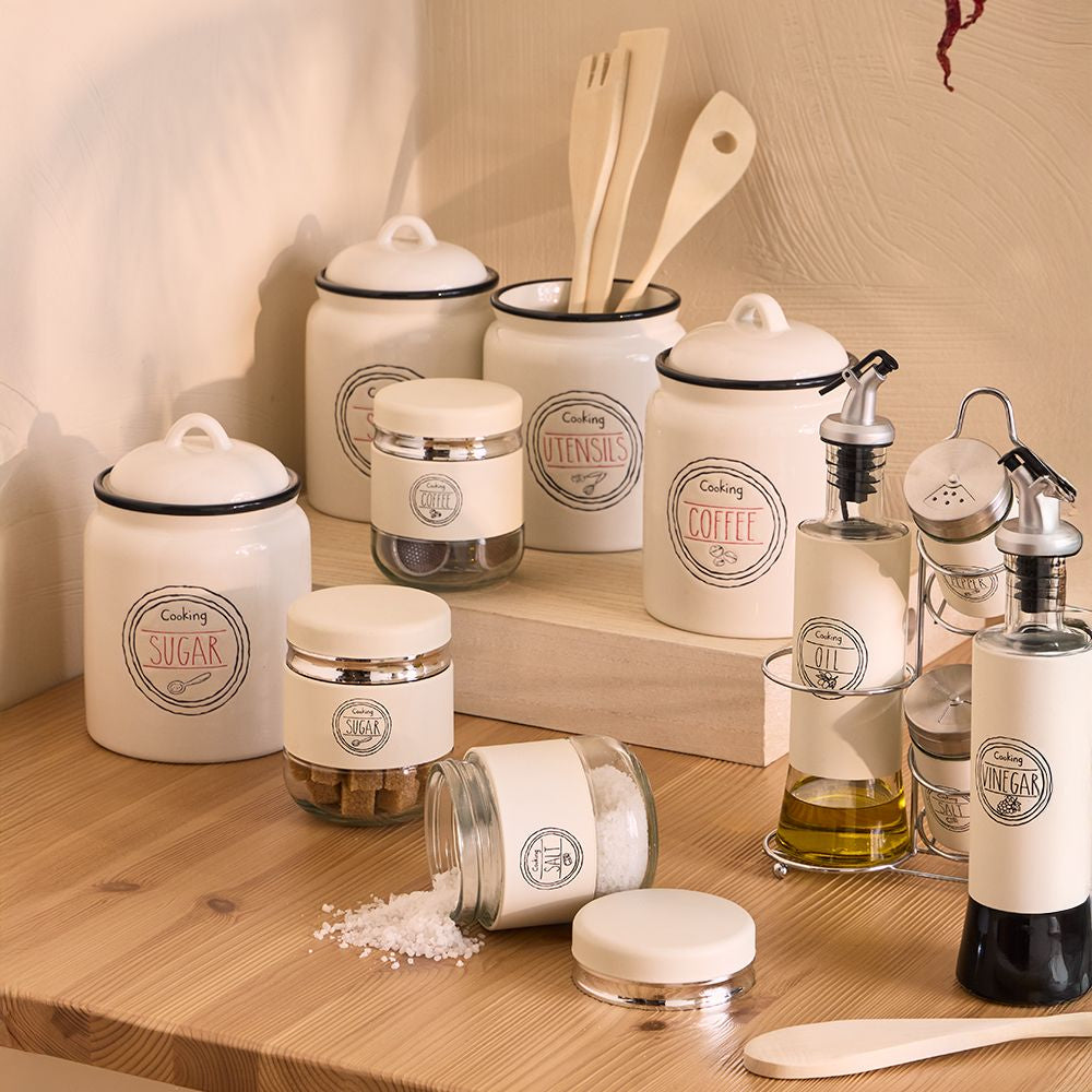 Tognana Porcellane Tognana – Vorratsdose 330 ml, Ø 9 × 11 cm, Keramik, luftdicht, 3-teilig, beige